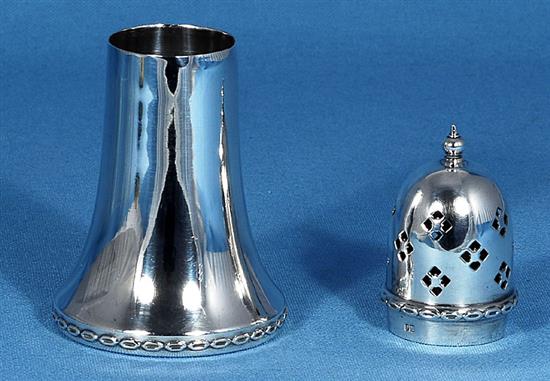 An Irish silver sugar caster, by Jewellery & Metal Manufacturing Co, Height 150mm Weight 5.8oz/183grms